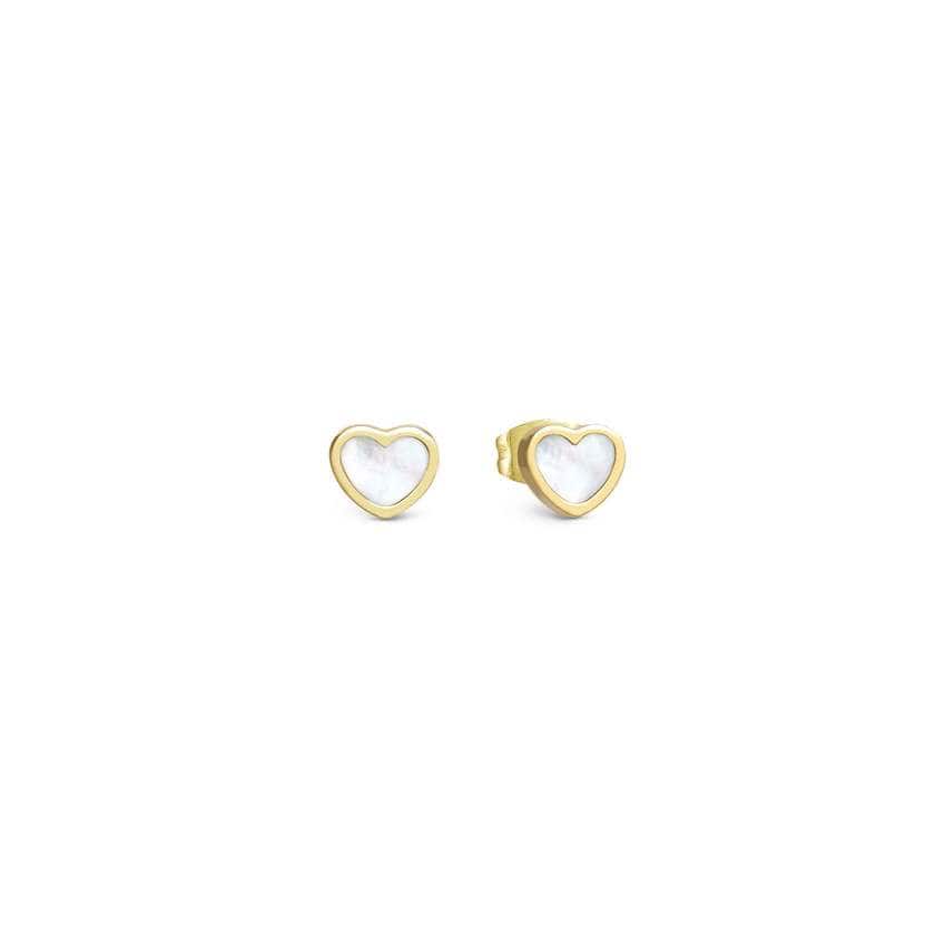 Nomination Italy EMOSFERE earrings in steel with YELLOW GOLD and mother of pearl White heart