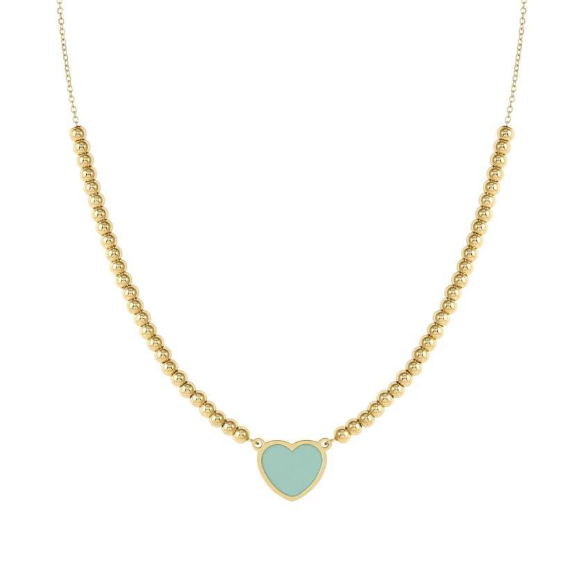 Nomination Italy EMOSFERE necklace in steel with YELLOW GOLD fin. and enamel HEART GREEN WATER