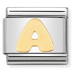 Nomination Italy Link 030101/01 Classic LETTER,S/Steel,Bonded Yellow Gold Letter A