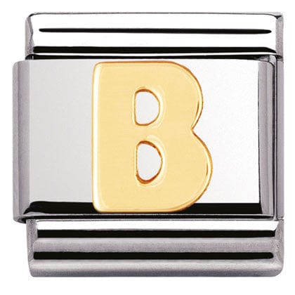 Nomination Italy Link 030101/02 Classic LETTER,S/Steel,Bonded Yellow Gold Letter B