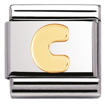 Nomination Italy Link 030101/03 Classic LETTER,S/Steel,Bonded Yellow Gold Letter C
