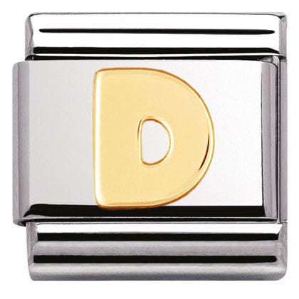 Nomination Italy Link 030101/04 Classic LETTER,S/Steel,Bonded Yellow Gold Letter D
