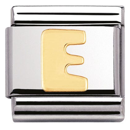 Nomination Italy Link 030101/05 Classic LETTER,S/Steel,Bonded Yellow Gold Letter E
