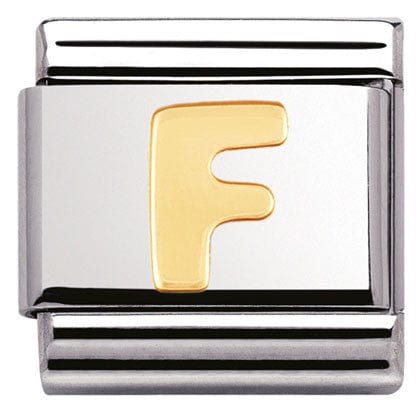 Nomination Italy Link 030101/06 Classic LETTER,S/Steel,Bonded Yellow Gold Letter F