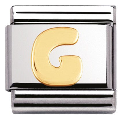 Nomination Italy Link 030101/07 Classic LETTER,S/Steel,Bonded Yellow Gold Letter G
