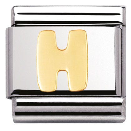 Nomination Italy Link 030101/08 Classic LETTER,S/Steel,Bonded Yellow Gold Letter H