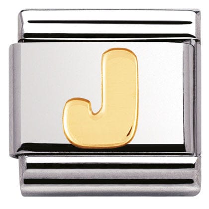 Nomination Italy Link 030101/10 Classic LETTER J Steel,Bonded Yellow Gold