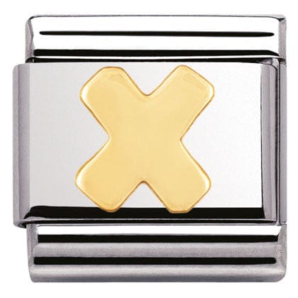 Nomination Italy Link 030101/24 Classic LETTER.S/steel,Bonded Yellow Gold Letter X