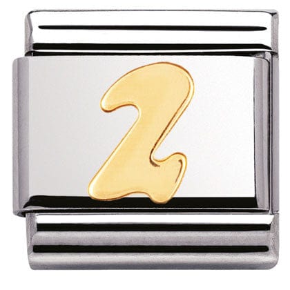 Nomination Italy Link 030102/02 Classic NUMBER 2,S/Steel,Bonded Yellow Gold