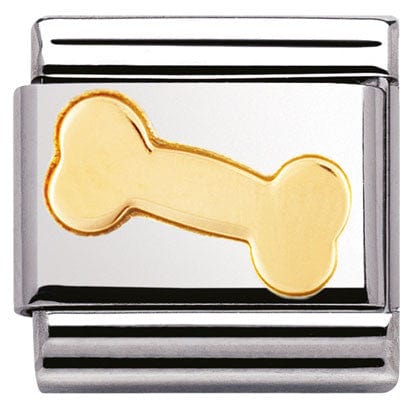 Nomination Italy Link 030110/09 Classic S/steel,Bonded Yellow Bone