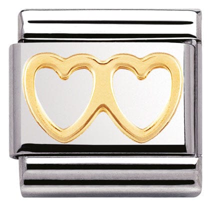 Nomination Italy Link 030116/03 Classic S/steel,bonded yellow gold Double Heart