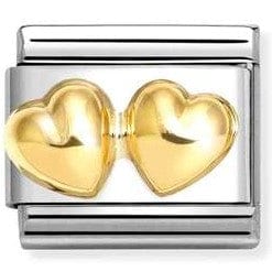 Nomination Italy Link 030116/23 Classic LOVE,steel,18k gold Double rounded hearts