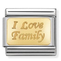 Nomination Italy Link 030121/33 Classic bonded yellow Gold Engraved Sign I Love Family