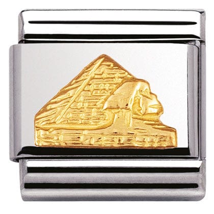 Nomination Italy Link 030123/05 Classic RELIEF MONUMETS,S/Steel,bonded yellow gold Pyramid