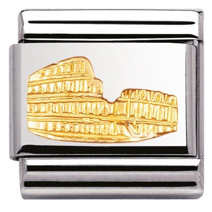 Nomination Italy Link 030123/10 Classic RELIEF MONUMETS,S/Steel,bonded yellow gold Colosseum (Italy)