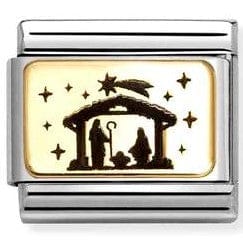 Nomination Italy Link 030166/34 Classic PLATES (IC)steel,18k gold Nativity