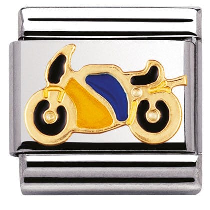 Nomination Italy Link 030203/40 Classic Sport,S/Steel, enamel ,bonded yellow gold motorbike