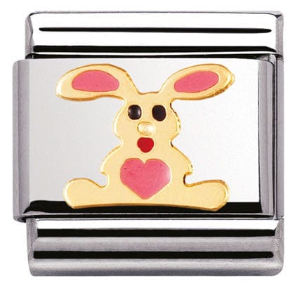 Nomination Italy Link 030212/01 Classic,S/steel,enamel,bonded yellow gold Pink Rabbit