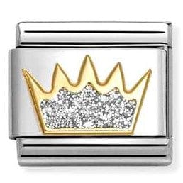 Nomination Italy Link 030220/21 Classic GLITTER ,steel, enamel, 18k gold SILVER crown