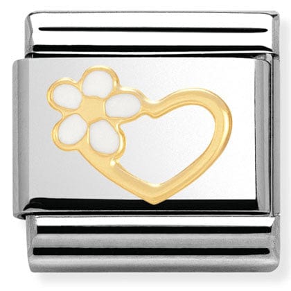 Nomination Italy Link 030253/40 Classic s/steel,enamel, bonded yellow gold heart with flower