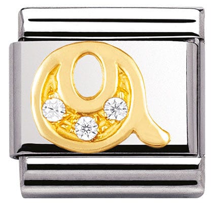 Nomination Italy Link 030301/17 Classic LETTER Q ,S/Steel,Bonded Yellow Gold,CZ