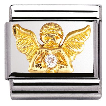 Nomination Italy link 030307/23 Classic,S/Steel Bonded Yellow Gold,CZ Angel