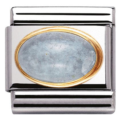 Nomination Italy Link 030504/01Classic OVAL SEMIPRECIOUS STONES.S/Steel,Bonded Yellow Gold,AQUAMARINE