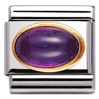 Nomination Italy Link 030504/02 Classic OVAL SEMIPRECIOUS STONES,S/Steel,Bonded Yellow Gold AMETHYST