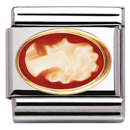 Nomination Italy Link 030504/12 Classic OVAL SEMIPRECIOUS STONES,S/Steel, Bonded Yellow Gold CAMEO