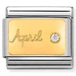 Nomination Italy Link 030519/04 Classic MONTH STONE, steel, stones,yellow gold April DIAMOND