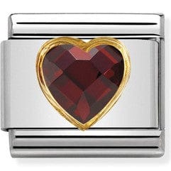Nomination Italy Link 030610/005 Classic S/Steel, Bonded Yellow Gold & Heart Faceted CZ Red