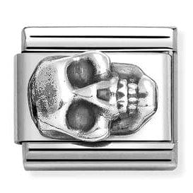 Nomination Italy link 330101/65 Classic OXIDIZED ,steel,925 silver Skull