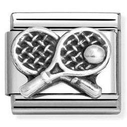 Nomination Italy link 330101/68 Classic OXIDIZED ,steel, 925 silver Tennis racket