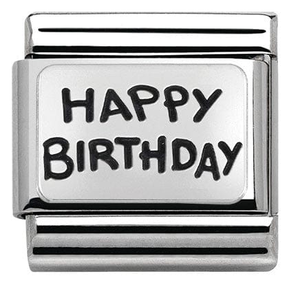 Nomination Italy Link 330102/41 Classic PLATES OXIDIZED steel silver 925 HAPPY BIRTHDAY