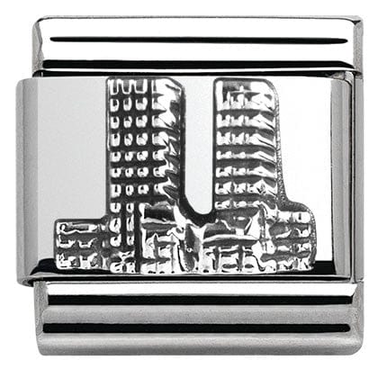 Nomination Italy Link 330105/03Classic MONUMENTS RELIEF Silver 925 Twin Towers (America)