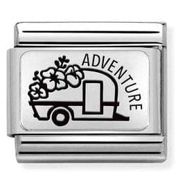 Nomination Italy Link 330111/25 Classic PLATES (IC) steel, 925 silver. Caravan FLOWERS