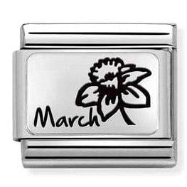 Nomination Italy Link 330112/15 Classic MONTH FLOWER PLATES (IC) steel, 925 silver. March