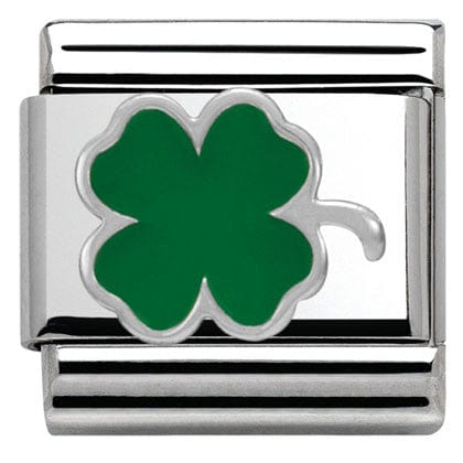Nomination Italy Link 330202/12 Classic,S/steel,enamel,silver 925 Green Clover