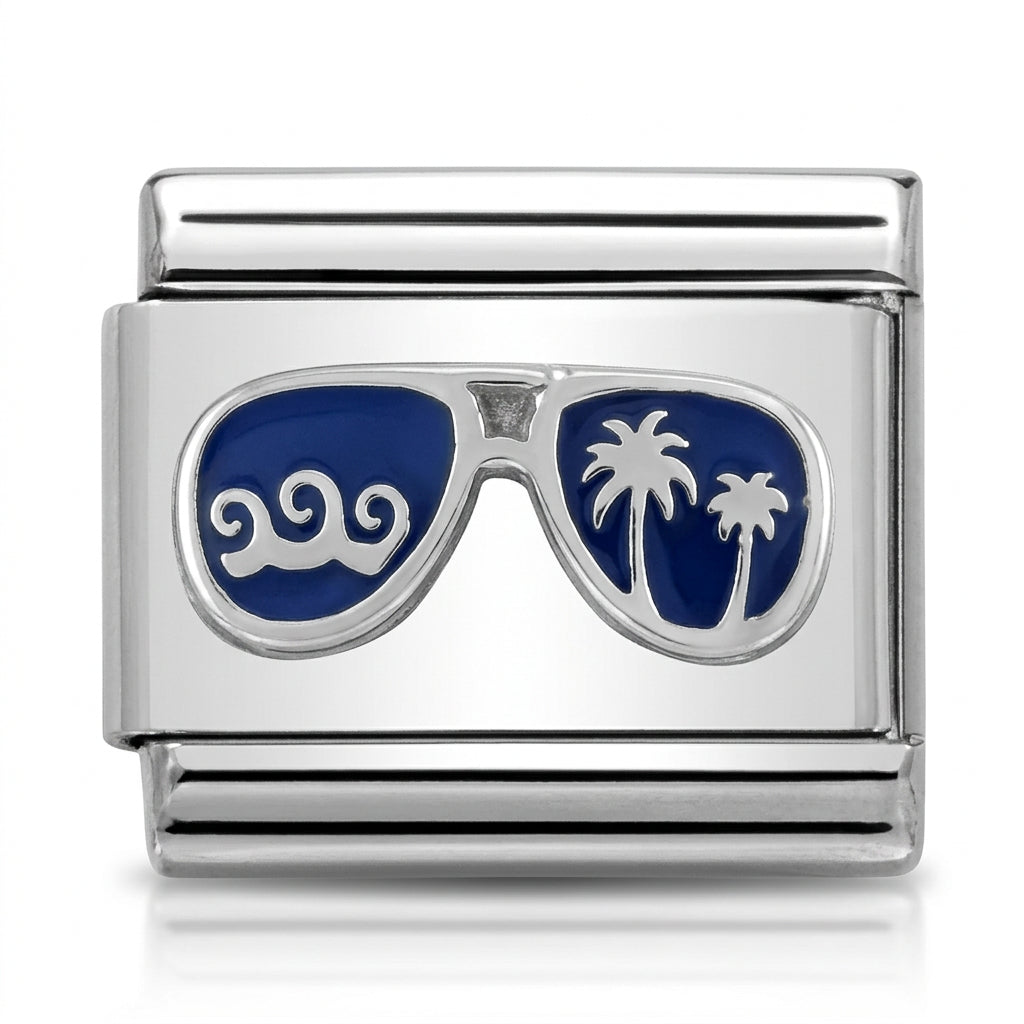 Nomination Italy Link 330202/48 Classic,S/steel,enamel,silver Blue Miami Sunglasses (America)
