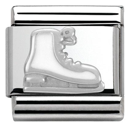 Nomination Italy Link 330204/04 Classic CHRISTMAS S/Steel,enamel,Silver 925 White Ice skate