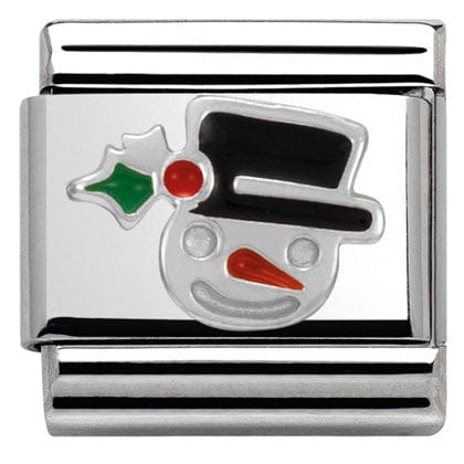 Nomination Italy Link 330204/11 Classic CHRISTMAS S/Steel,enamel,Silver 925 Snowman Face