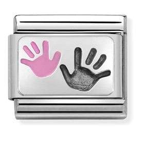 Nomination Italy Link 330208/42 Classic OXIDIZED PLATES,S/steel, enamel, 925 silver,Hands Daughter and Parent