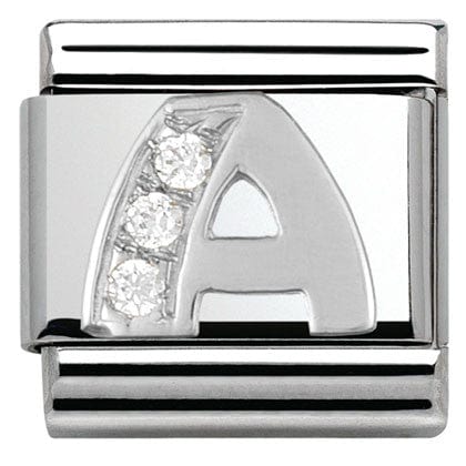 Nomination Italy Link 330301/01 Classic LETTER A S/steel. Cub. zirc,925 silver