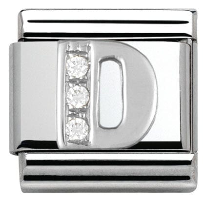 Nomination Italy Link 330301/04 Classic LETTER D S/steel. Cub. zirc,925 silver