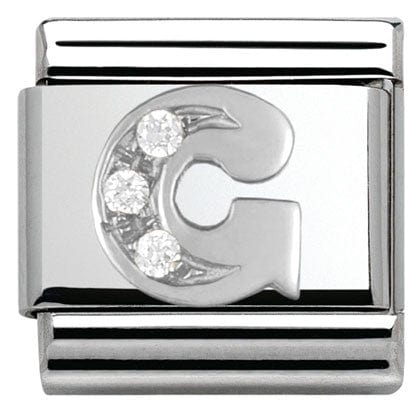 Nomination Italy Link 330301/07 Classic LETTER G S/steel. Cub. zirc,925 silver