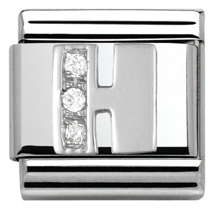 Nomination Italy Link 330301/08 Classic LETTER H S/steel. Cub. zirc,925 silver