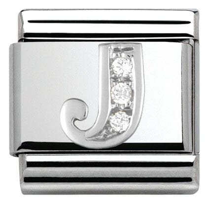 Nomination Italy Link 330301/10 Classic LETTER J S/steel. Cub. zirc,925 silver