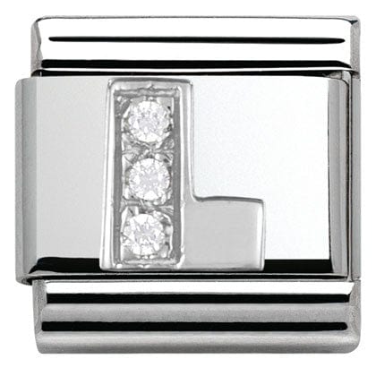 Nomination Italy Link 330301/12 Classic LETTER L S/Steel. Cub. zirc,925 silver