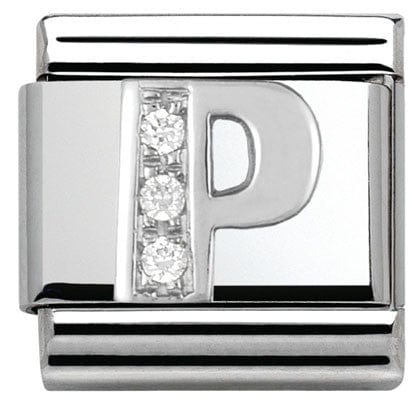 Nomination Italy Link 330301/16 Classic LETTER P S/steel. Cub. zirc,925 silver