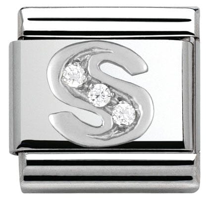 Nomination Italy Link 330301/19 Classic LETTER S S/steel. Cub. zirc,925 silver